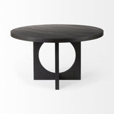 54" Black Rounded Solid Wood Pedestal Base Dining Table - Homeroots - Flyclothing LLC