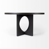 54" Black Rounded Solid Wood Pedestal Base Dining Table - Homeroots - Flyclothing LLC