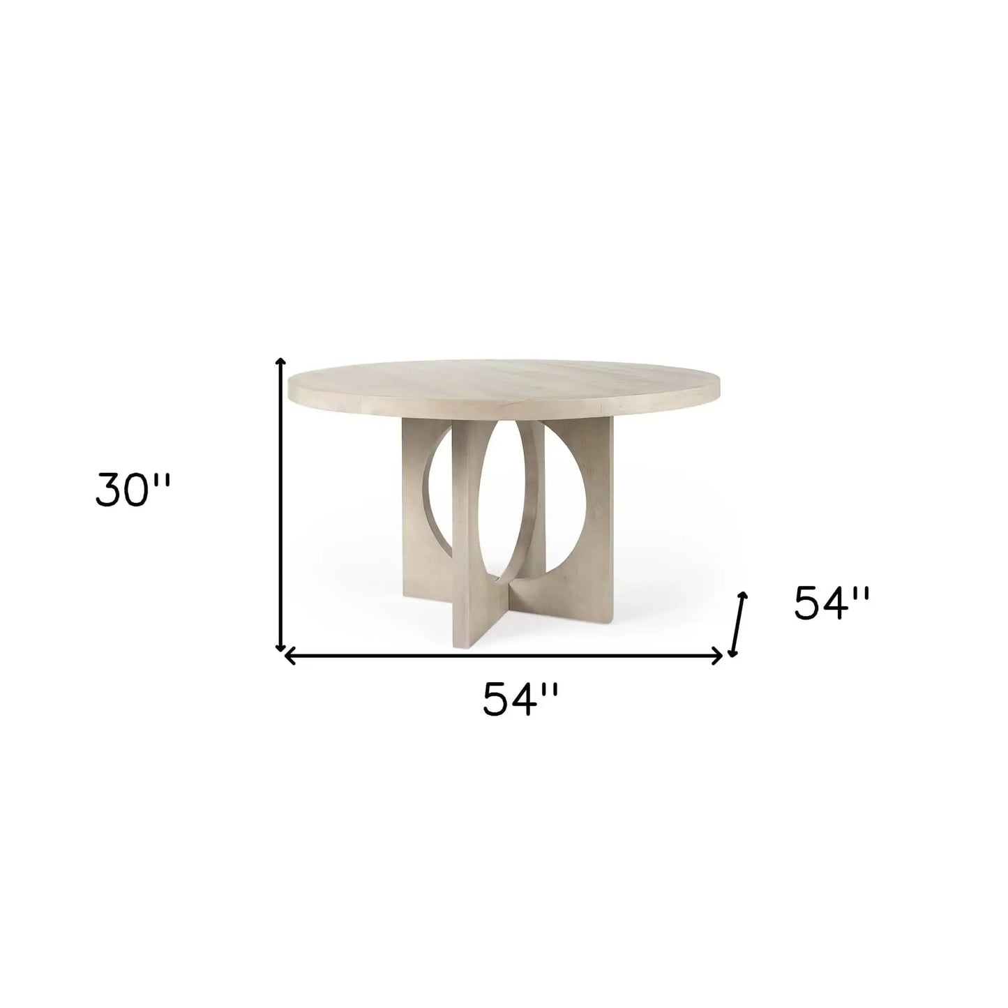 54" Natural Rounded Pedestal Base Dining Table - Homeroots - Flyclothing LLC