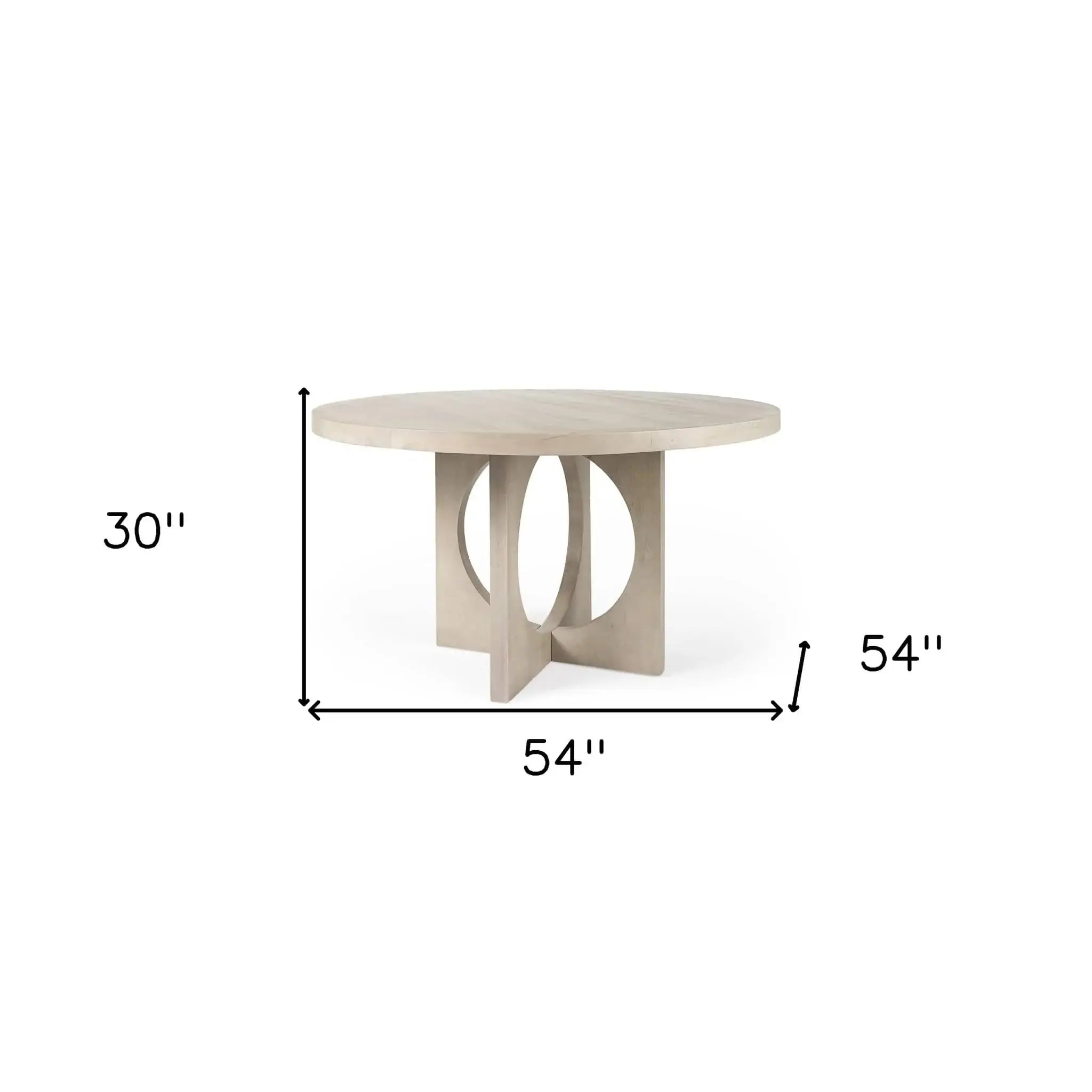 54" Natural Rounded Pedestal Base Dining Table - Homeroots - Flyclothing LLC