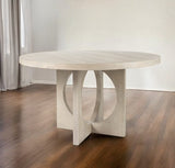 54" Natural Rounded Pedestal Base Dining Table - Homeroots
