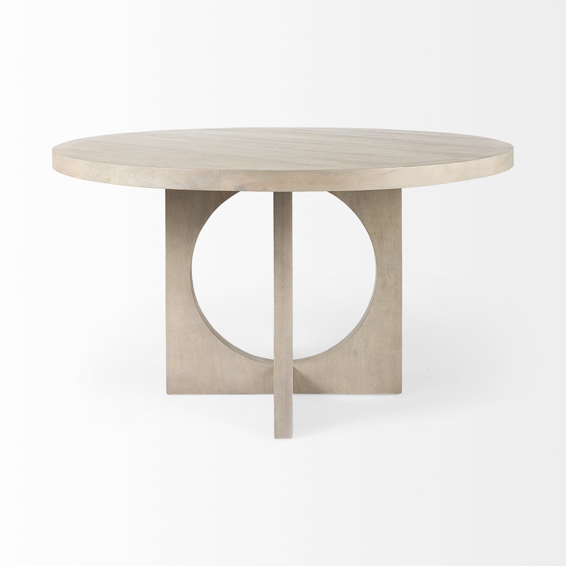 54" Natural Rounded Pedestal Base Dining Table - Homeroots - Flyclothing LLC
