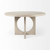 54" Natural Rounded Pedestal Base Dining Table - Homeroots