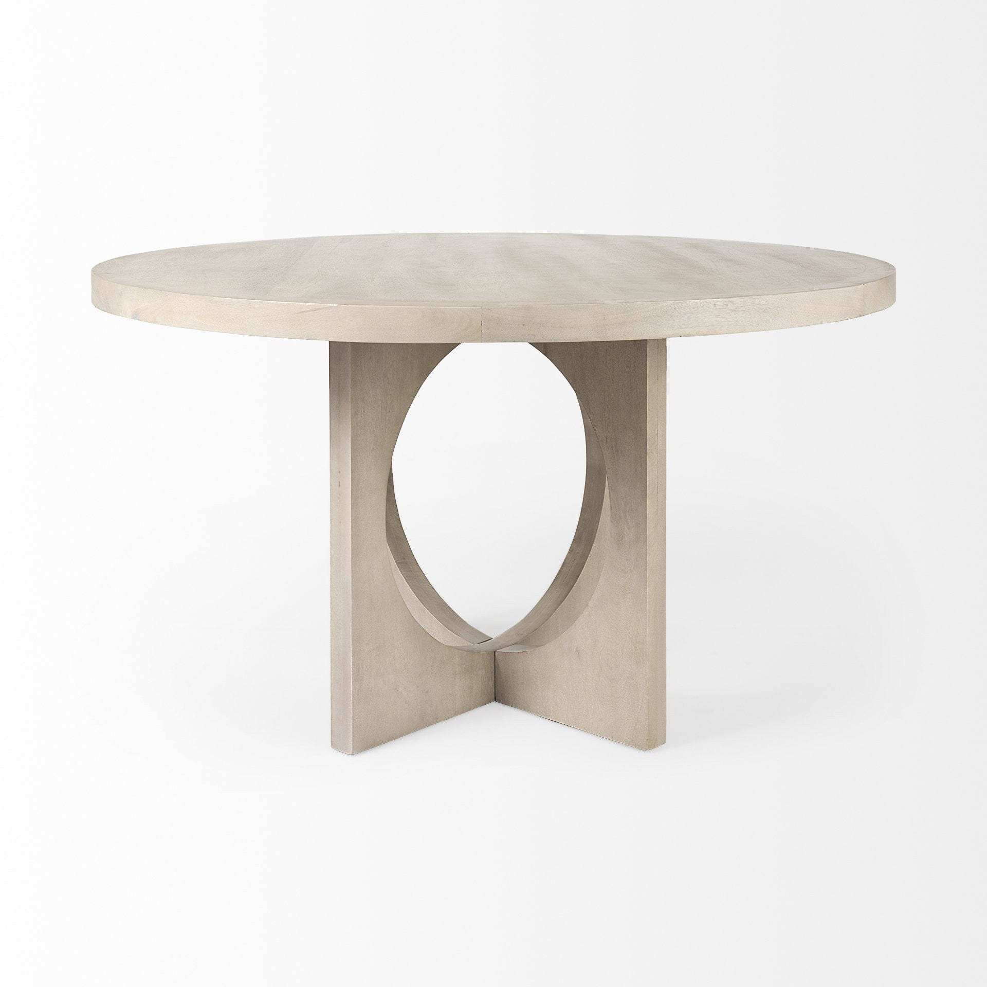 54" Natural Rounded Pedestal Base Dining Table - Homeroots - Flyclothing LLC