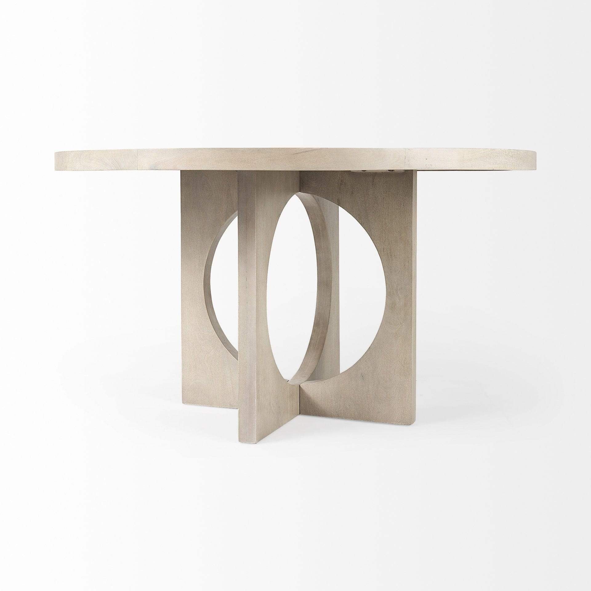 54" Natural Rounded Pedestal Base Dining Table - Homeroots - Flyclothing LLC