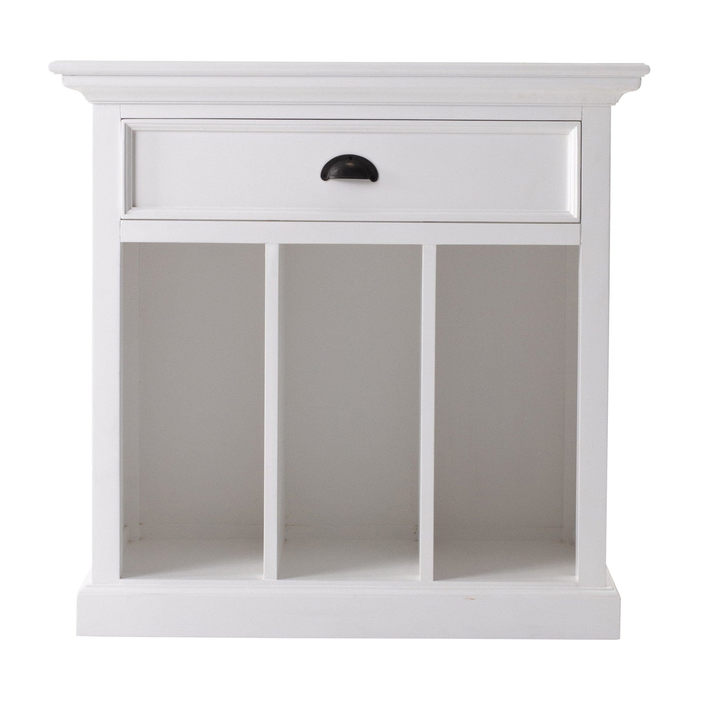 31" Distressed White Wood Nightstand with Dividers - Homeroots - Flyclothing LLC