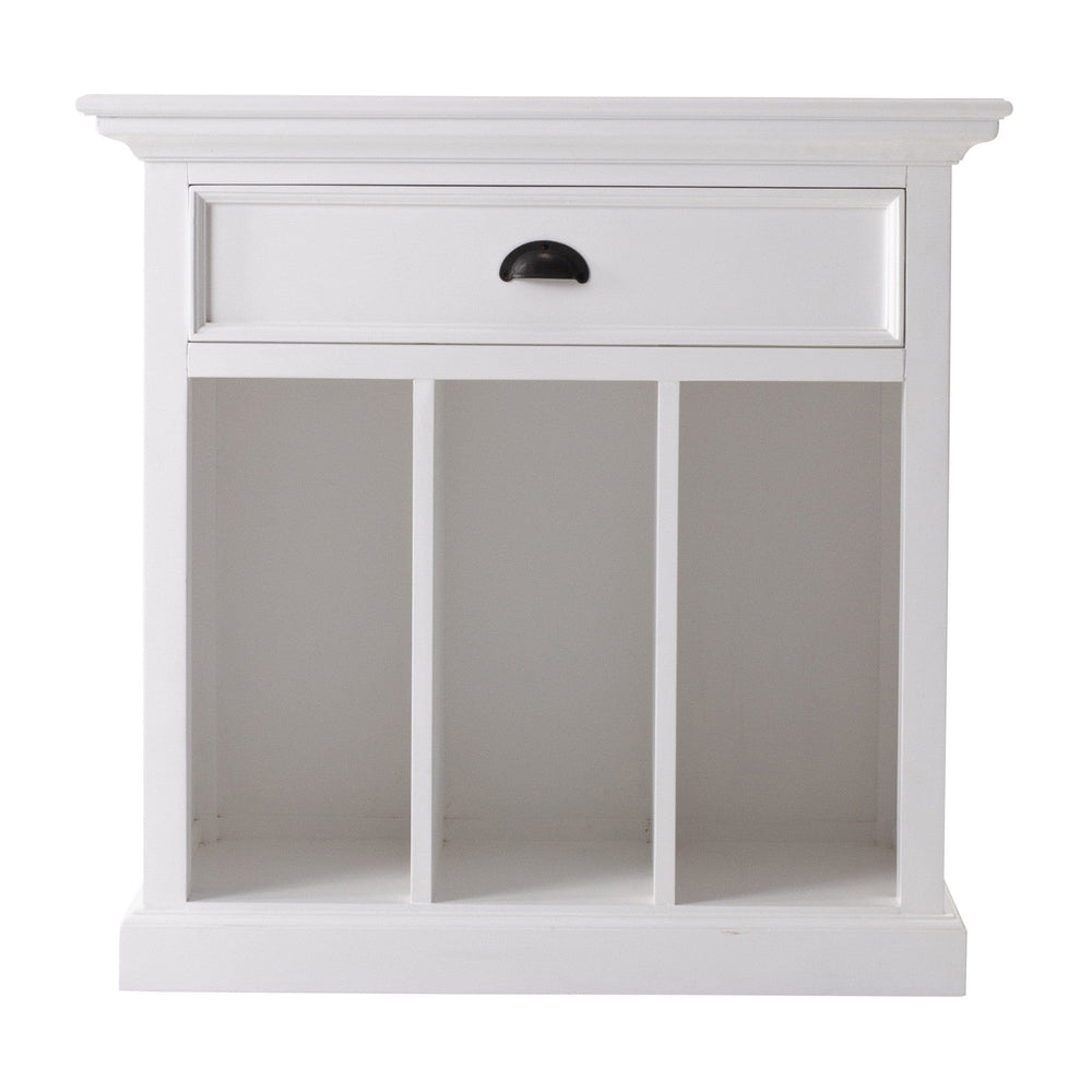31" Distressed White Wood Nightstand with Dividers - Homeroots