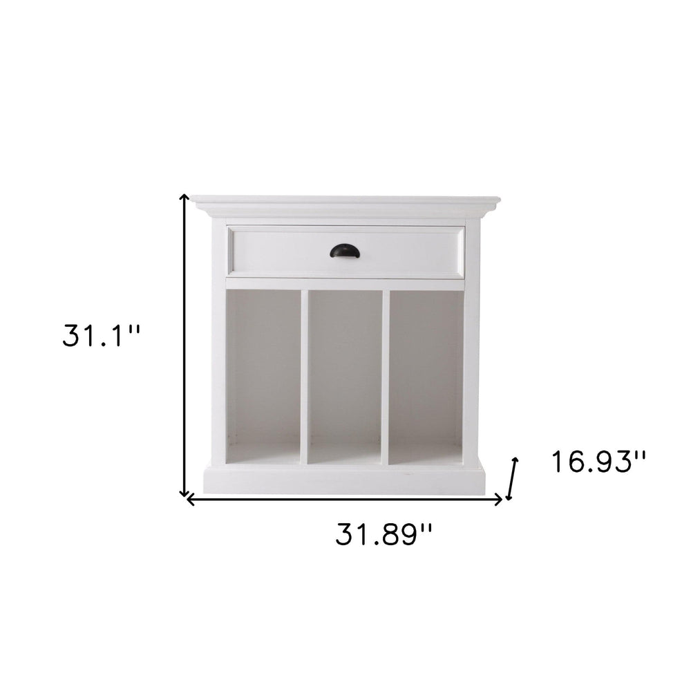 31" Distressed White Wood Nightstand with Dividers - Homeroots - Flyclothing LLC