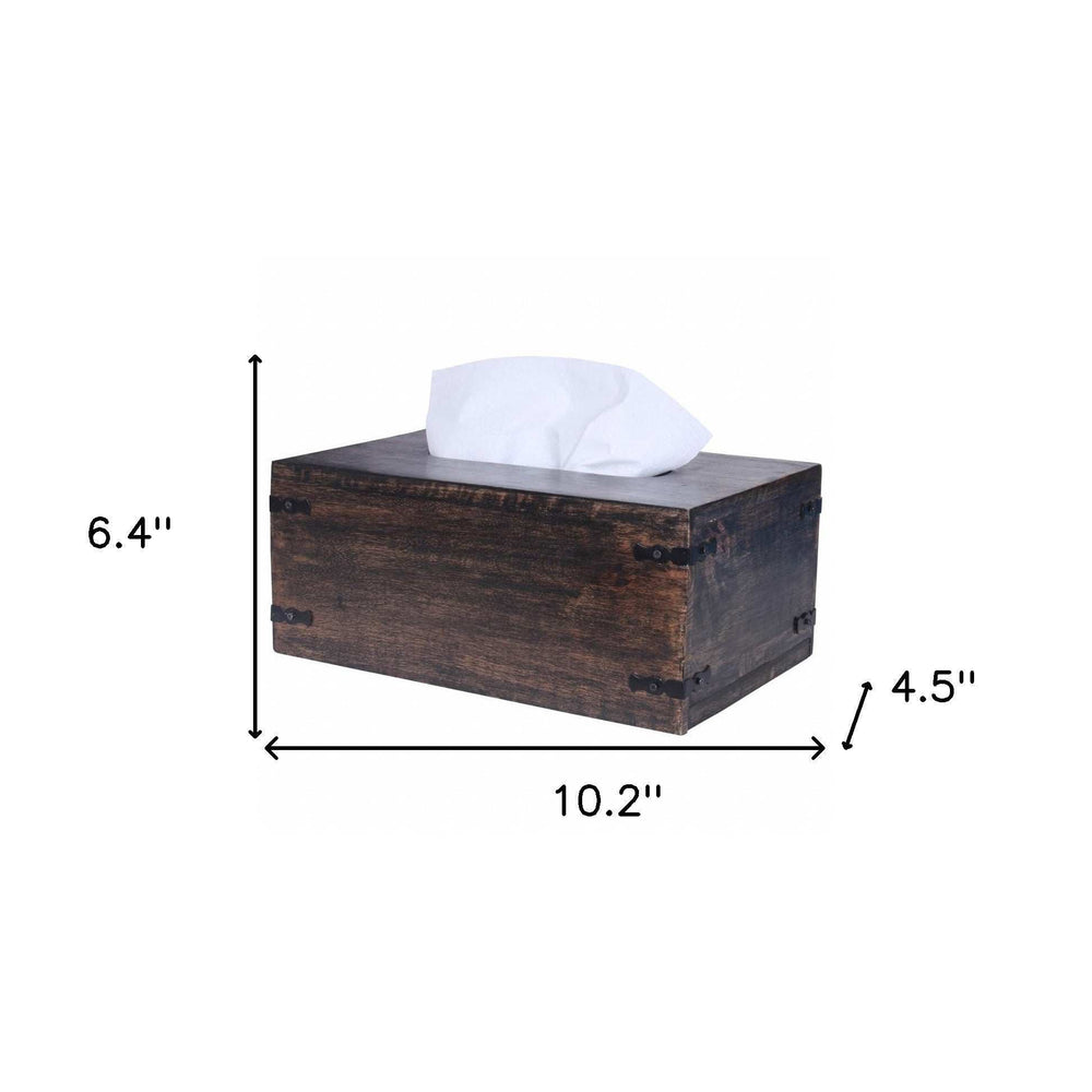 Dark Brown Mango Wood Rectangular Tissue Holder - Homeroots - Flyclothing LLC