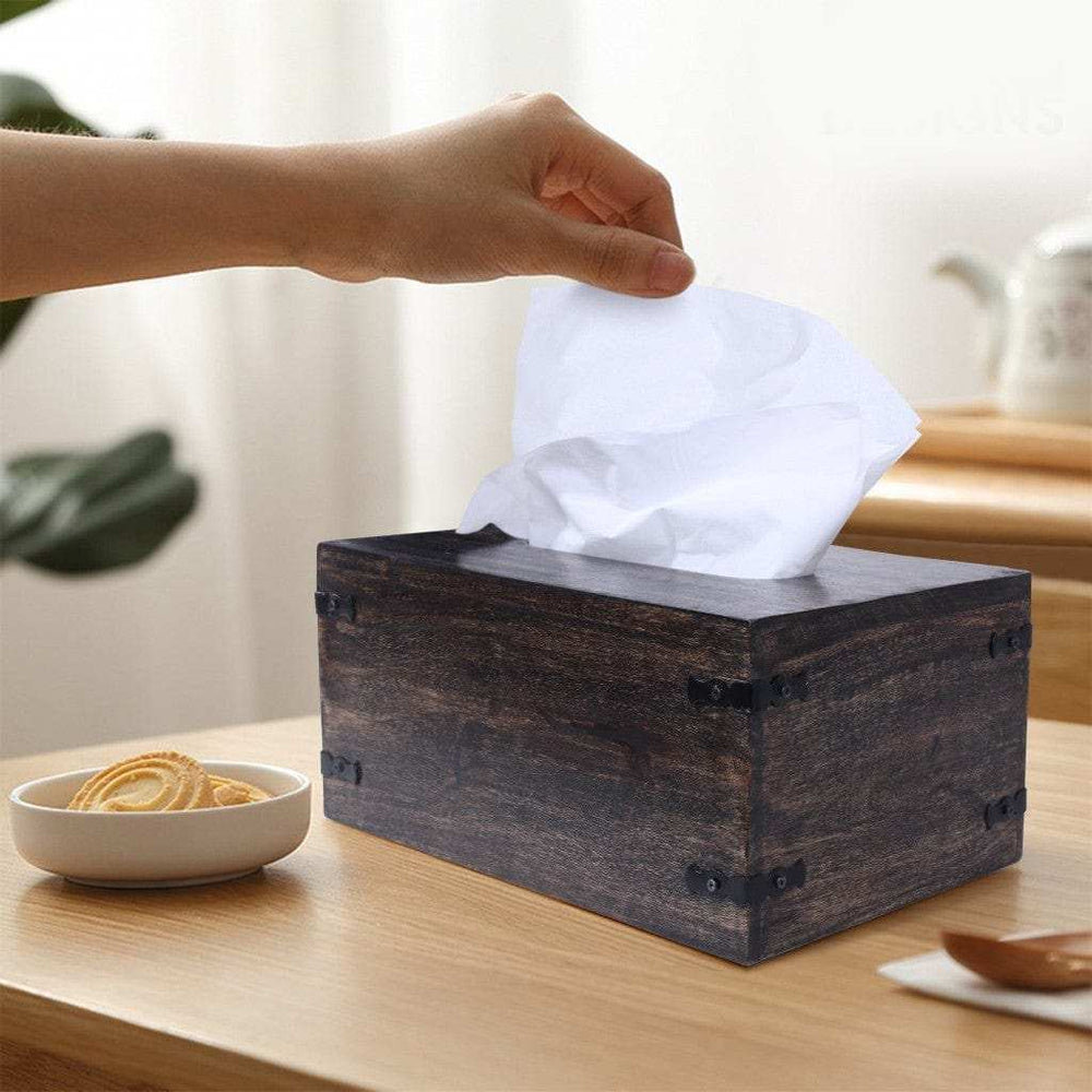 Dark Brown Mango Wood Rectangular Tissue Holder - Homeroots - Flyclothing LLC