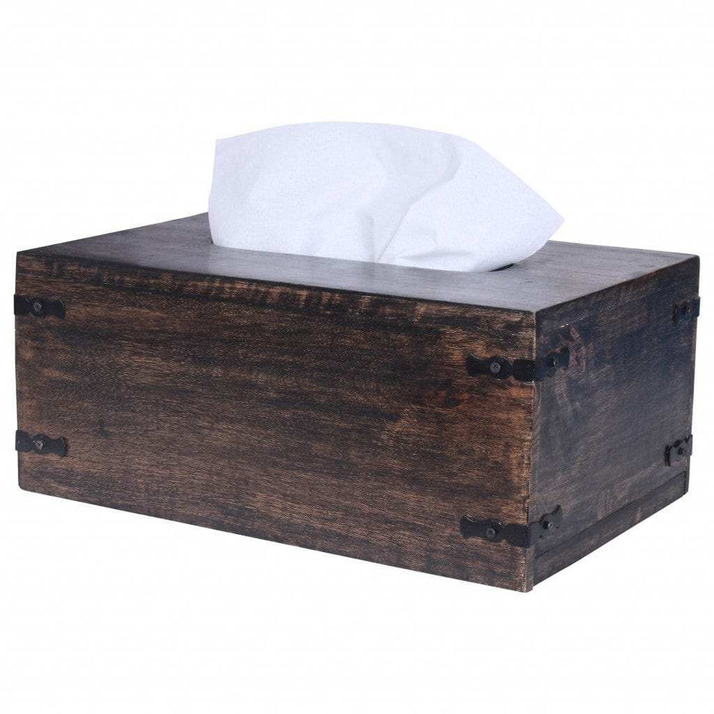 Dark Brown Mango Wood Rectangular Tissue Holder - Homeroots - Flyclothing LLC