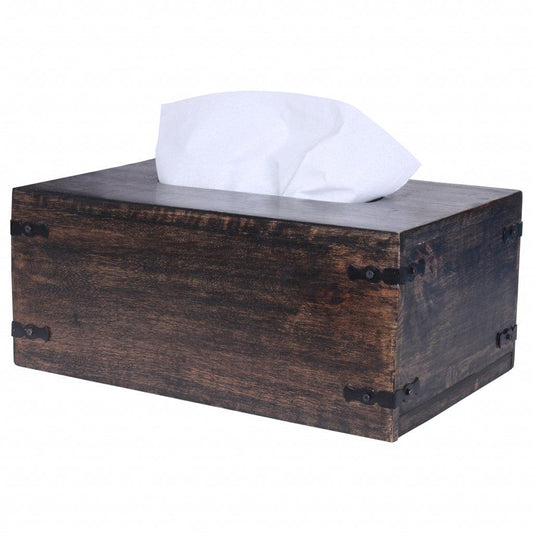 Dark Brown Mango Wood Rectangular Tissue Holder - Homeroots