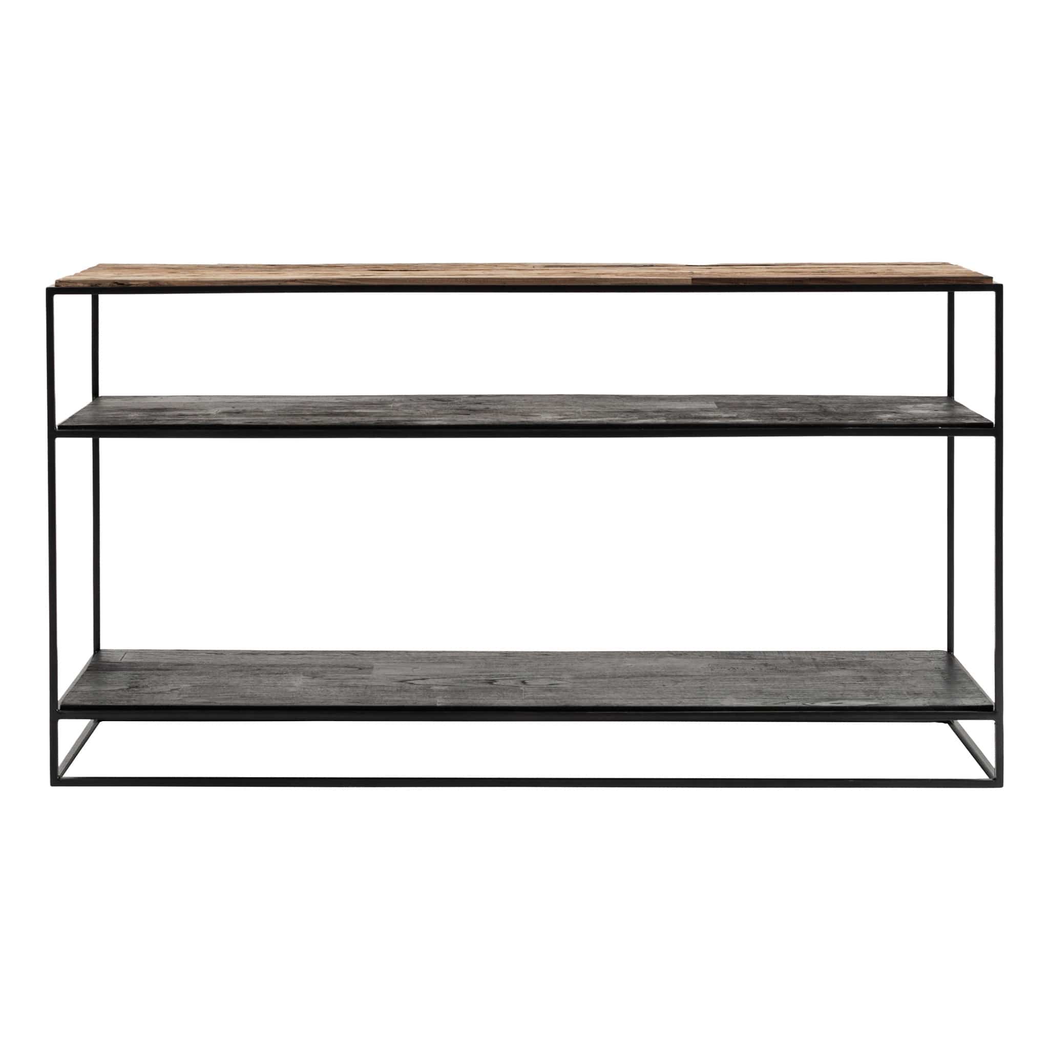 55" Natural and Black Frame Console Table With Storage - Homeroots