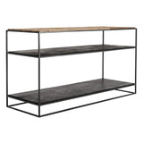 55" Natural and Black Frame Console Table With Storage - Homeroots