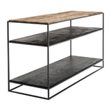 55" Natural and Black Frame Console Table With Storage - Homeroots