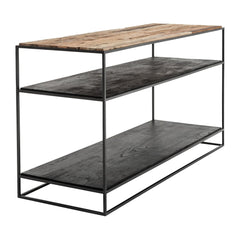 55" Natural and Black Frame Console Table With Storage - Homeroots