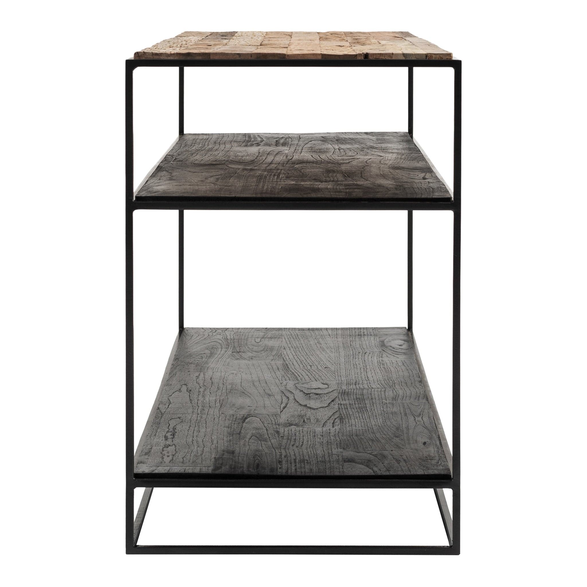 55" Natural and Black Frame Console Table With Storage - Homeroots