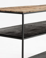 55" Natural and Black Frame Console Table With Storage - Homeroots