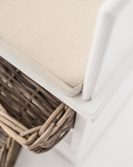 Classic White Entryway Coat Rack and Bench with Baskets - Homeroots