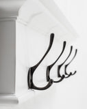 28" Classic White Wood Four Hook Hanging Coat Rack - Homeroots