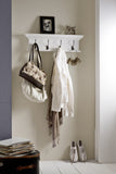28" Classic White Wood Four Hook Hanging Coat Rack - Homeroots