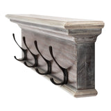 28" Natural Wash Rustic Wood Four Hook Hanging Coat Rack - Homeroots