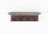 28" Natural Wash Rustic Wood Four Hook Hanging Coat Rack - Homeroots