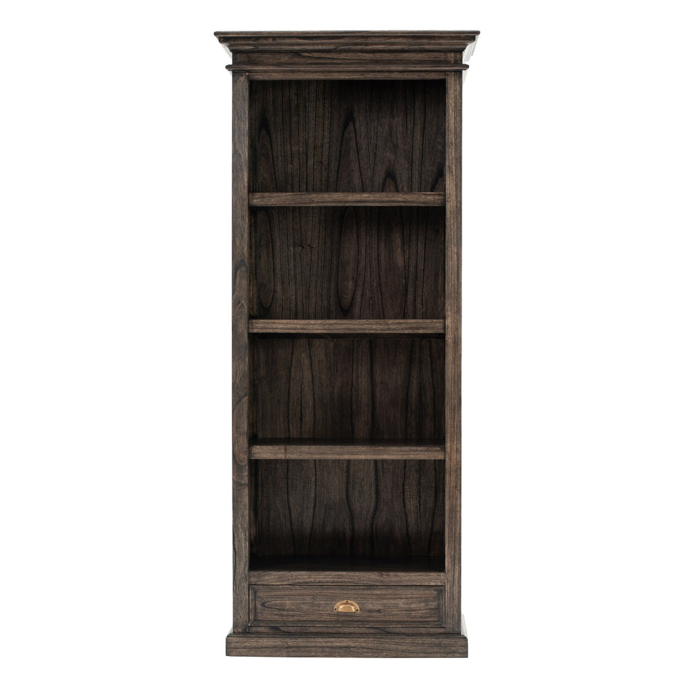 75" Brown and Black  Wood Four Tier Bookcase - Homeroots