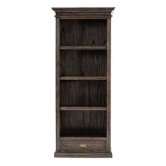 75" Brown and Black  Wood Four Tier Bookcase