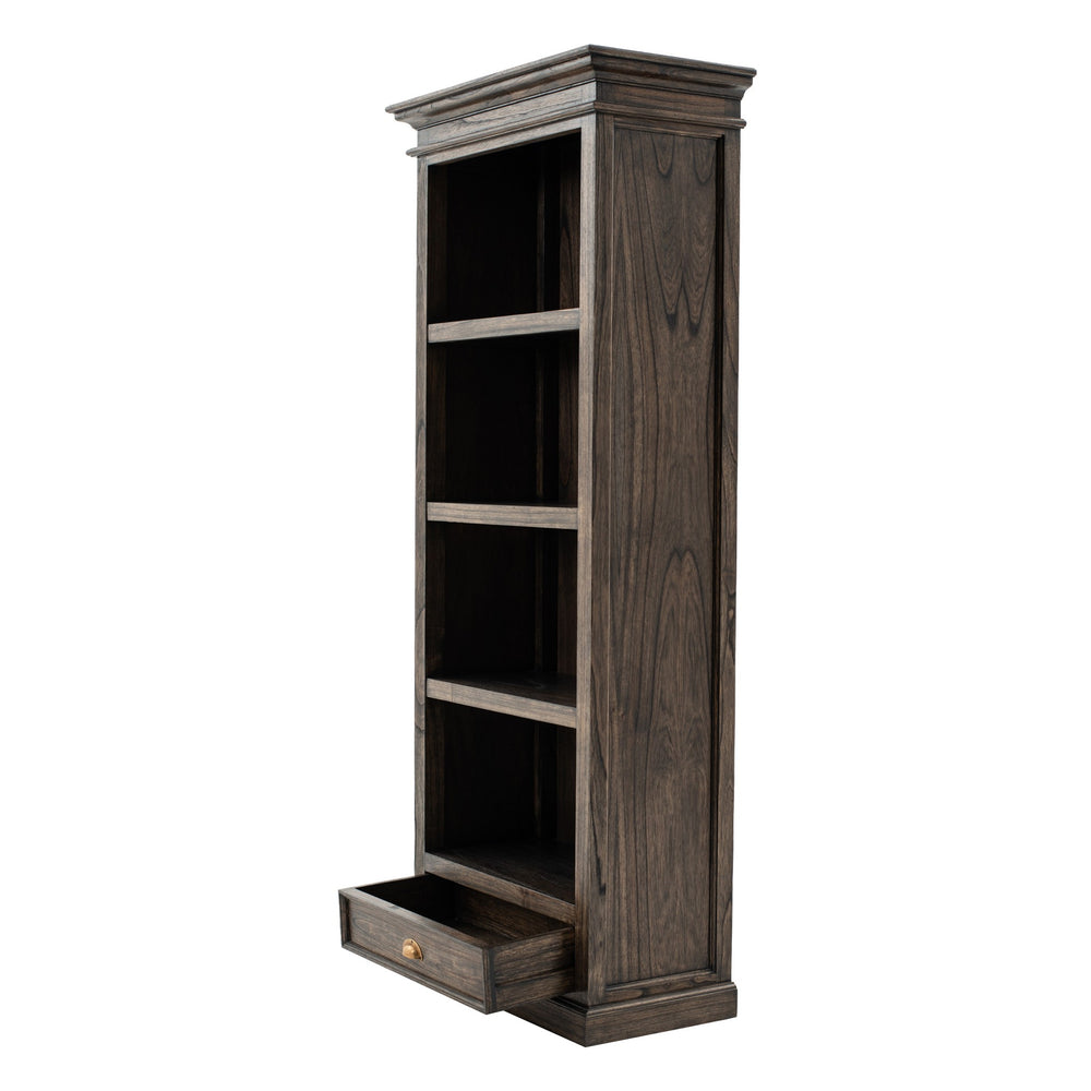 75" Brown and Black  Wood Four Tier Bookcase - Homeroots