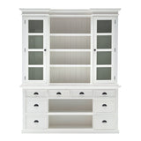 87" White Wood Bookcase with Glass Doors Drawers and Baskets - Homeroots - Flyclothing LLC