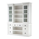87" White Wood Bookcase with Glass Doors Drawers and Baskets - Homeroots - Flyclothing LLC