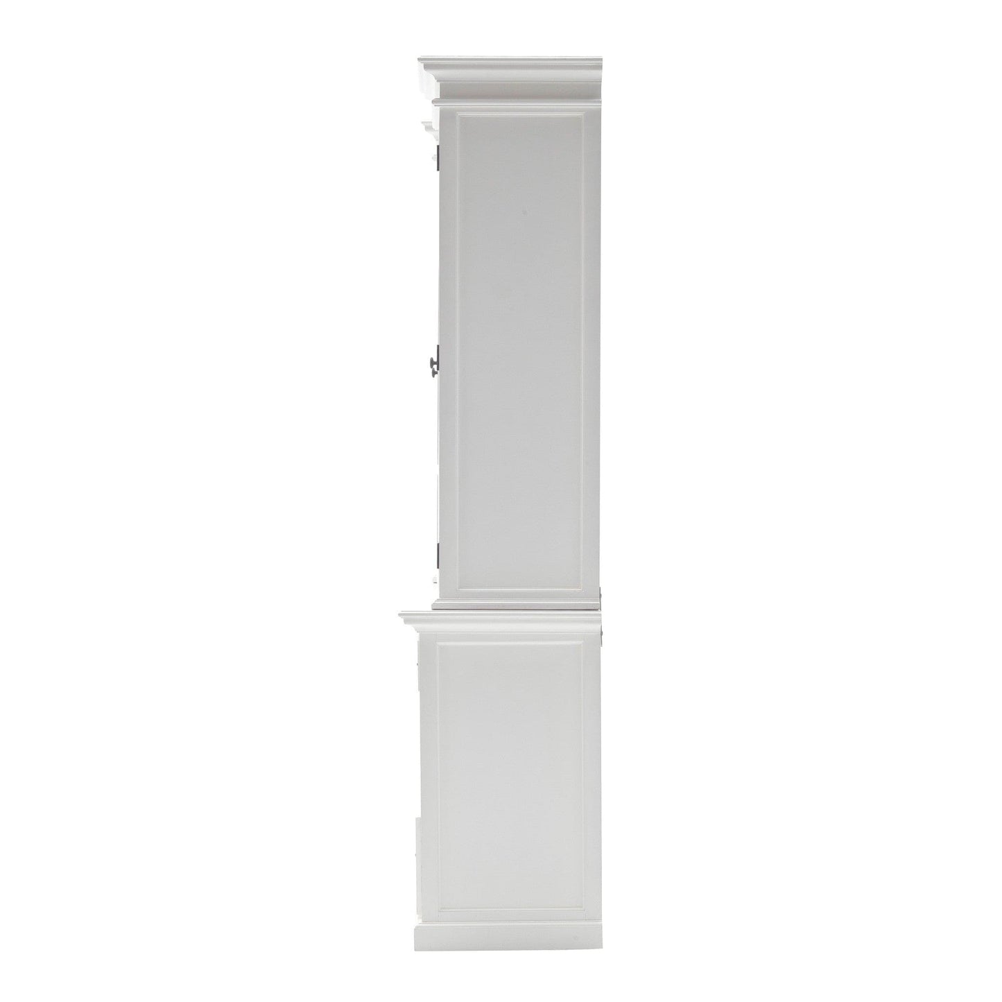 87" White Wood Bookcase with Glass Doors Drawers and Baskets - Homeroots - Flyclothing LLC
