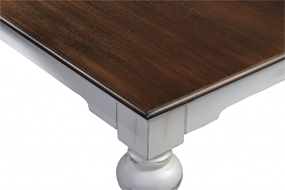 94" Dark Brown And White Solid Wood Dining Table - Homeroots - Flyclothing LLC
