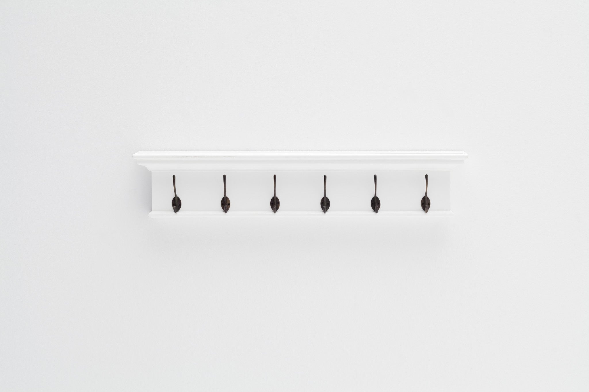 39" Classic White Wood Six Hook Hanging Coat Rack