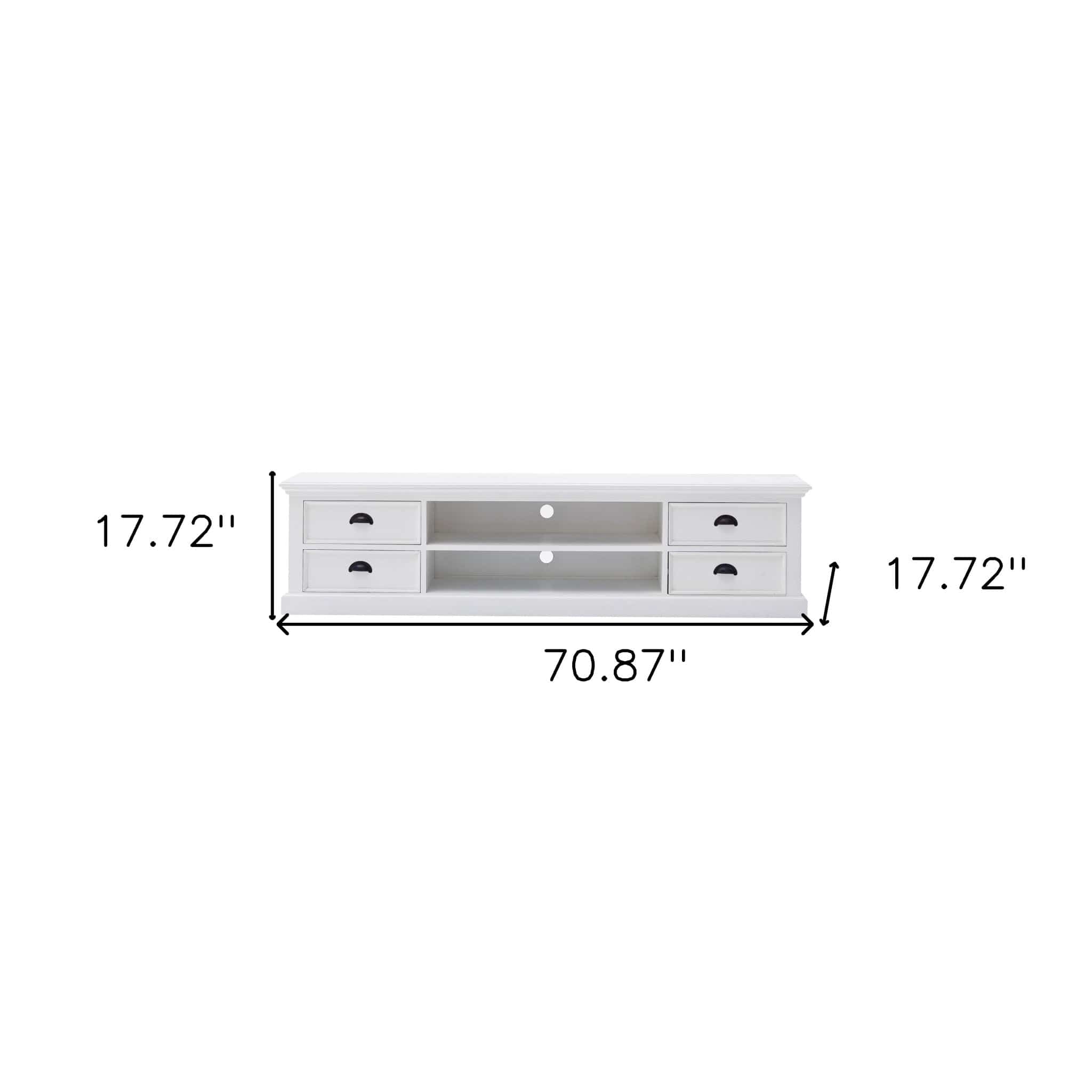 71" Classic White Entertainment Unit with Four Drawers - Homeroots