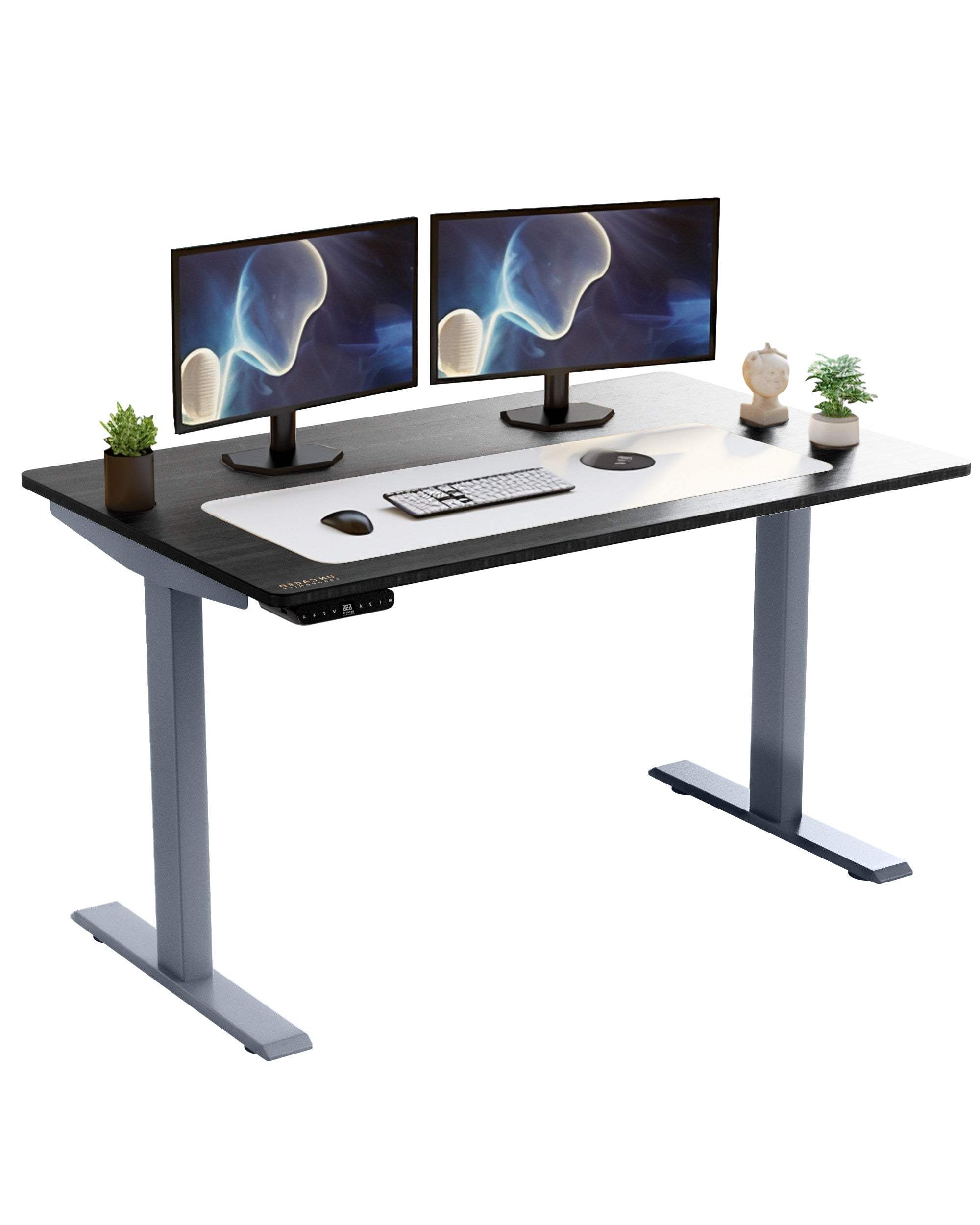 Gray Bamboo Dual Motor Electric Office Adjustable Computer Desk - Homeroots - Flyclothing LLC
