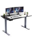 Gray Bamboo Dual Motor Electric Office Adjustable Computer Desk - Homeroots