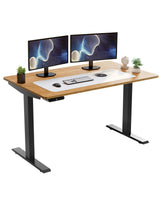 Natural Bamboo Dual Motor Electric Office Adjustable Computer Desk - Homeroots - Flyclothing LLC