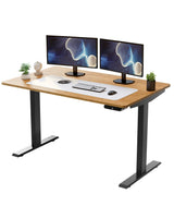 Black and Natural Bamboo 45" Dual Motor Electric Office Adjustable Computer Desk - Homeroots - Flyclothing LLC