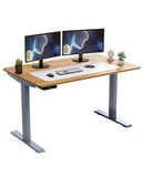 Gray and Natural Bamboo 45" Dual Motor Electric Office Adjustable Computer Desk - Homeroots