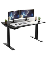 Black on Black 45" Bamboo Dual Motor Electric Office Adjustable Computer Desk - Homeroots - Flyclothing LLC