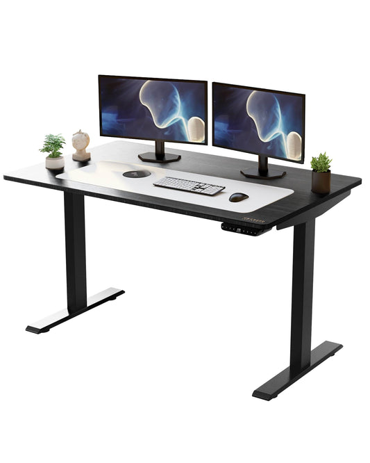 Black on Black 52" Bamboo Dual Motor Electric Office Adjustable Computer Desk - Homeroots