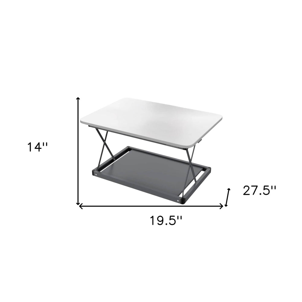 20" Adjustable White and Silver Stainless Steel Standing Desk Converter - Homeroots - Flyclothing LLC