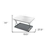 20" Adjustable White and Silver Stainless Steel Standing Desk Converter - Homeroots - Flyclothing LLC