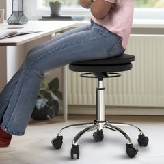 Black and Chrome Active Sitting Rolling Balance Desk Chair