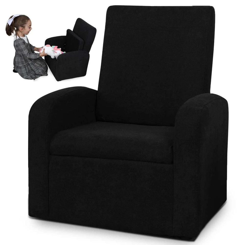 Kids Black Comfy Upholstered Recliner Chair with Storage - Homeroots - Flyclothing LLC
