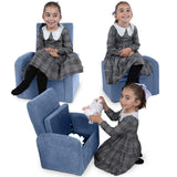Kids Blue Comfy Upholstered Recliner Chair with Storage - Homeroots - Flyclothing LLC