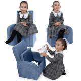 Kids Blue Comfy Upholstered Recliner Chair with Storage - Homeroots - Flyclothing LLC