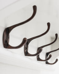 Classic White Wood Wide Four Hook Hanging Coat Rack - Homeroots